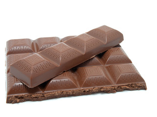 chocolate in bars isolated on white