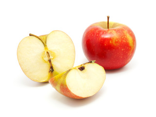 Fresh red apples isolated on white background