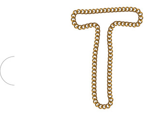 Like Golden Chain Isolated Alphabet Letter T