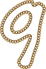 Like Golden Chain Isolated Alphabet Number Nine