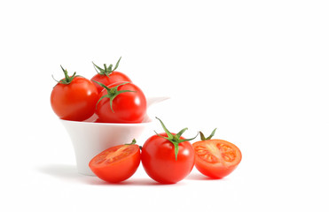 Cherry tomatoes over white