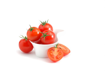 Cherry tomatoes over white