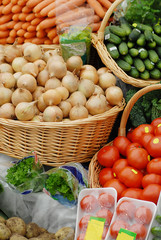 many different ecological vegetables at market