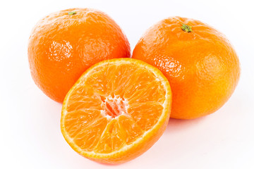 Fresh tangerines isolated on white