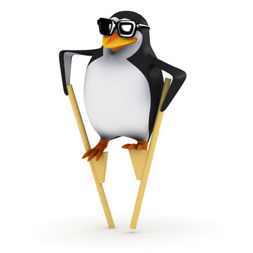 3d Penguin tries his new stilts