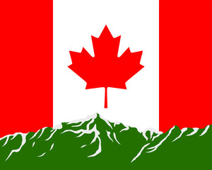 Gebirge mit Fahne von Kanada