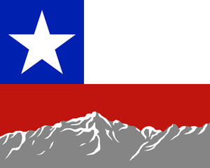 Gebirge mit Fahne von Chile