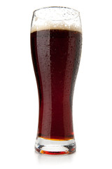 Dark beer with water drops