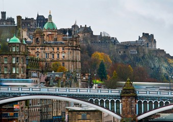 View of North Bridge and Edinburgh Castle