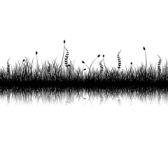 Vegetation silhouette with reflex over white background