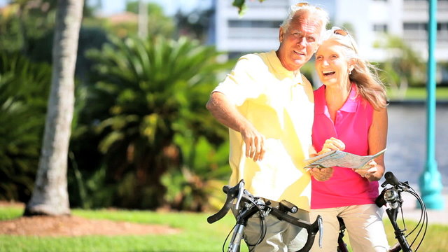 Senior Couple Mapping a Cycling trip