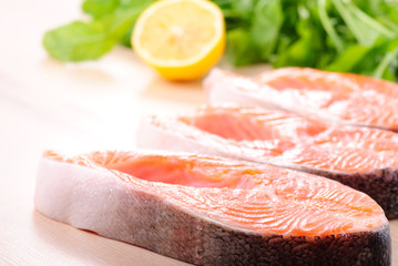 Salmon steak raw