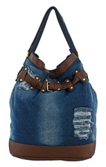 Blue jeans women bag at white background