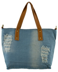 Blue jeans women bag at white background