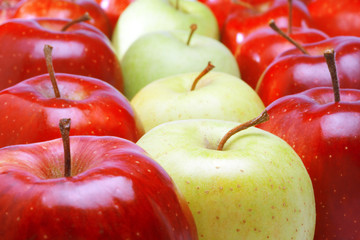 red and green apples, isolated