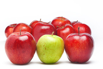 red and green apples, isolated
