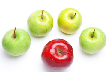 red and green apples, isolated