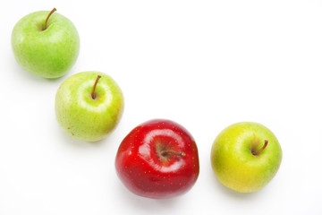 red and green apples, isolated