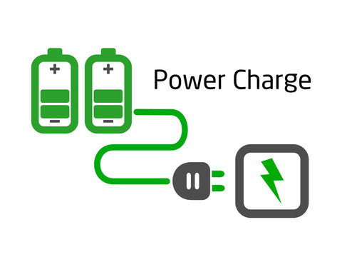 battery charge with plug vector