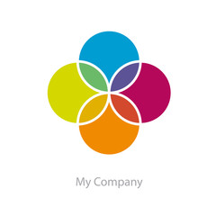 Logo colored circles, flower and business # Vector