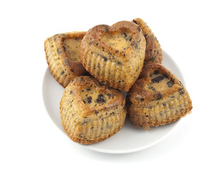 Muffins with chocolate in a heart