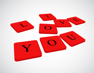 I love you. Volume elements with letters. An inscription.