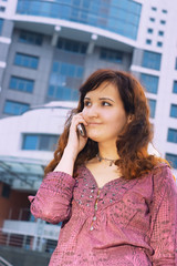 Fototapeta premium Attractive woman with cell phone