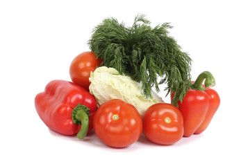 fresh vegetables on the white background isolated.
