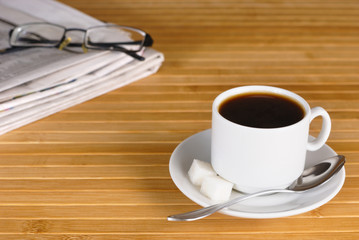 Coffe, glasses, news