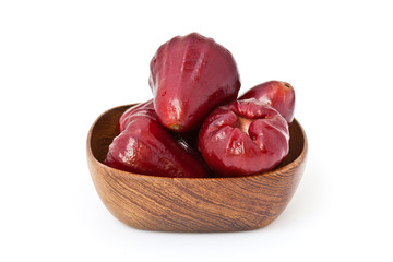 rose apples in wooden bowl