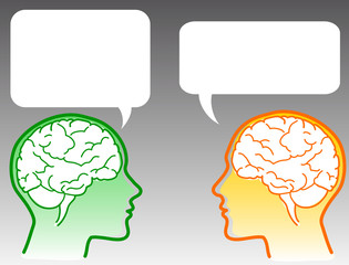 Profili che dialogano con fumetto vuoto