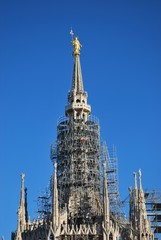 Gothic cathedral of Milan, holy Mary statue, Lombardy, Italy