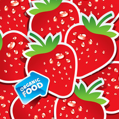Background from strawberries with an arrow by organic food. - 29174322