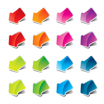 Set of multicolored arrows stickers.