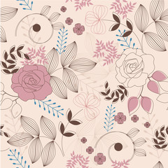 Vintage floral vector seamless pattern - 29176133
