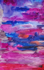 Watercolor multicoloured hand painted art background
