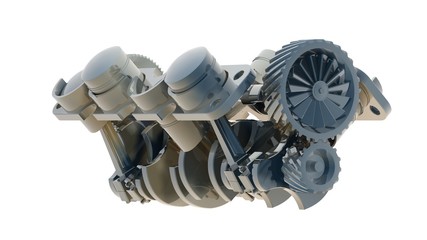 Fototapeta premium V8 engine 3D isolated on white 3d render