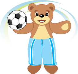 Bruin-footballer. Isolated on the white. Vector
