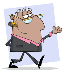 African American Businessman Walking And Shows
