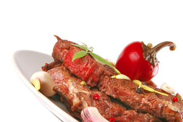 beef chunk served on dish