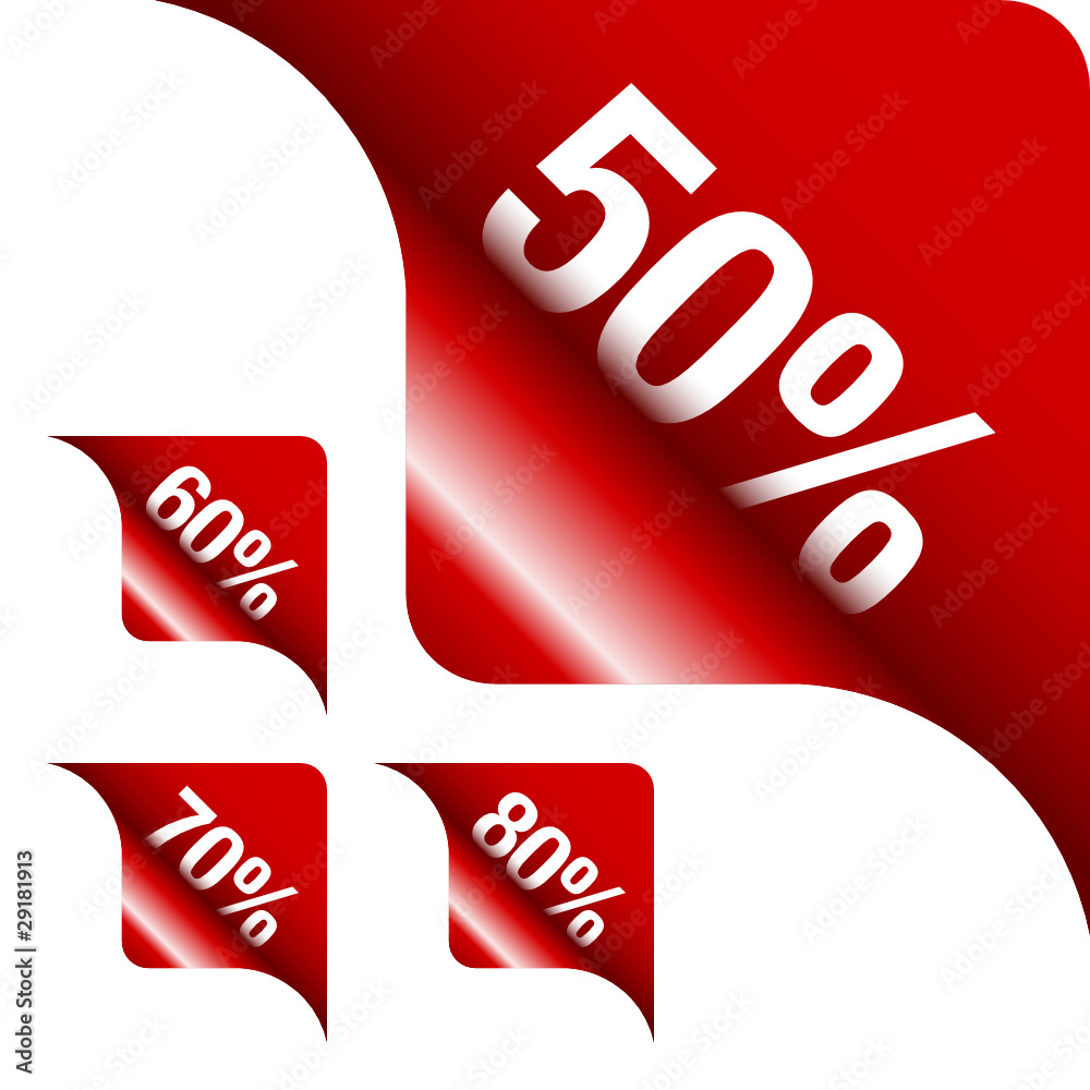 Poster red metallic corner 50%/60%/70%/80%