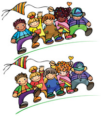 Happy kids different races.