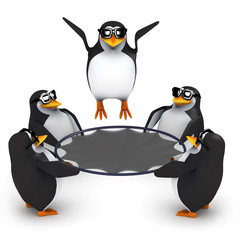 3d Penguins play with the trampoline © Steve Young