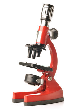 Red Microscope Isolated On White Background