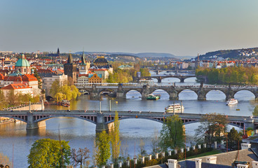 Fototapeta na wymiar View on Prague at sunset