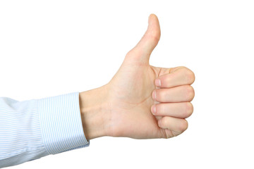 man's hand with a finger up