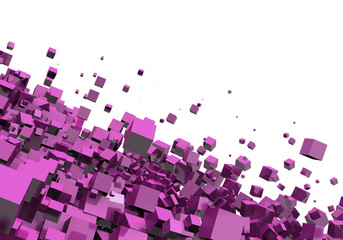 3D - Hintergrund - Fliegende Würfel Pink 08