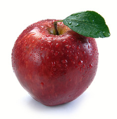 Red apple with drops