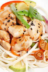 chicken with vegetables and noodles