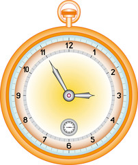 Gold pocket watch. Flat graphic view of antique pocket watch